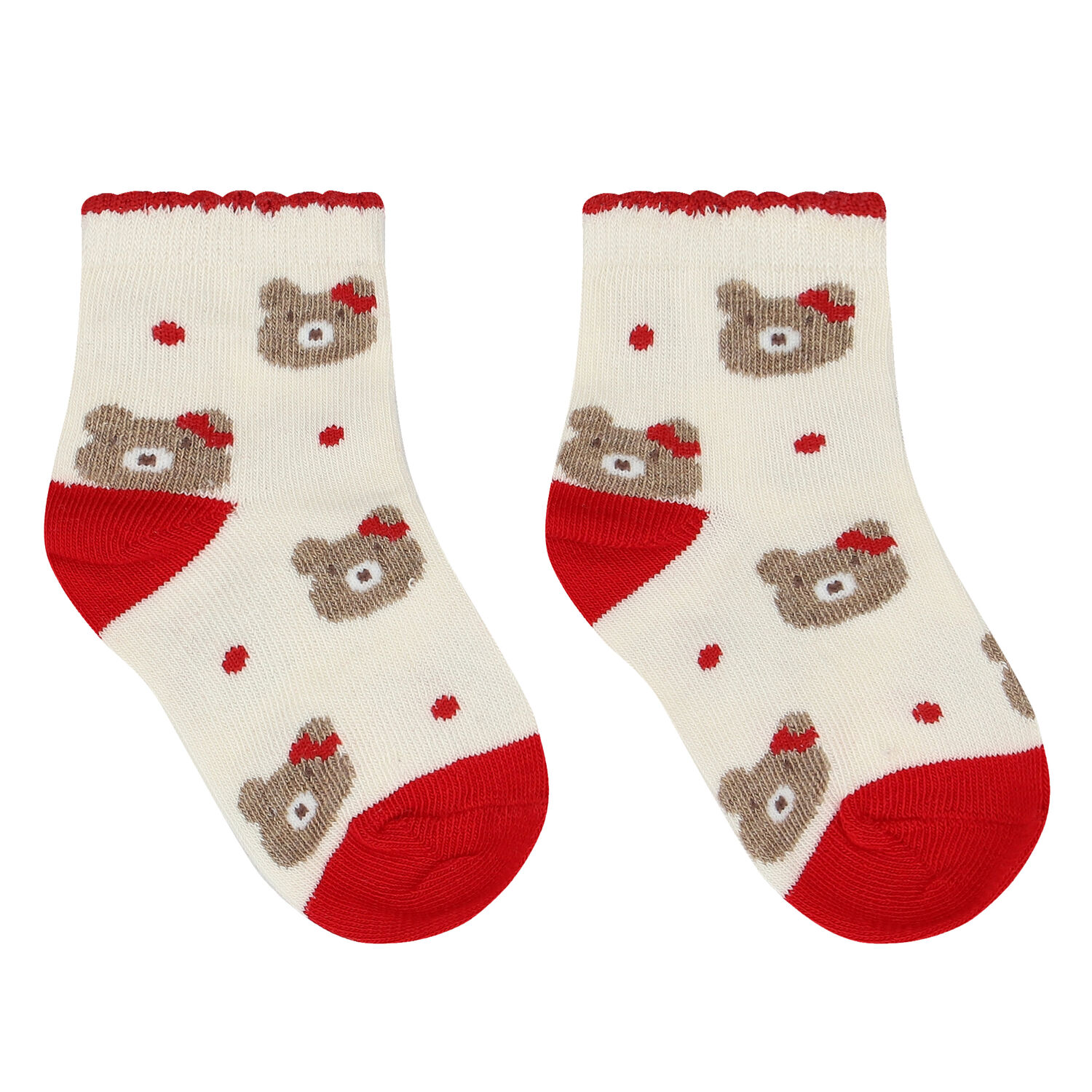 Baby Girls Red, Ivory& Beige Socks (3 Pack), 1, hi-res image number null
